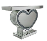 Diamante Crystal Love Heart Mirrored Console Table