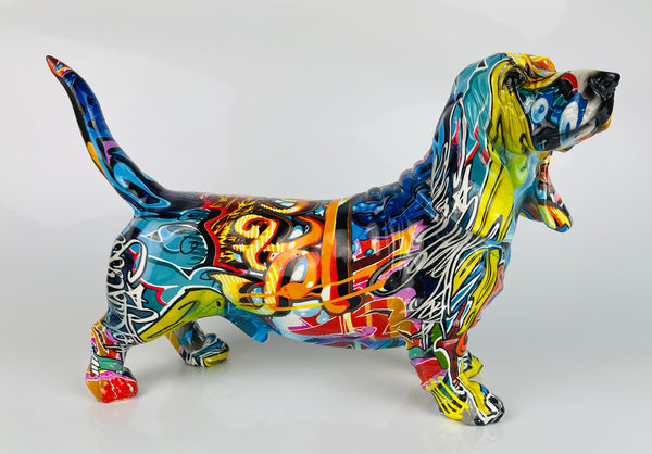 Multicolour Graffiti Basset Hound Ornament