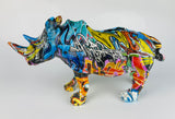 Multicolour Graffiti Rhino Ornament