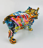 Multicolour Graffiti Rhino Ornament