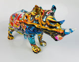 Multicolour Graffiti Rhino Ornament