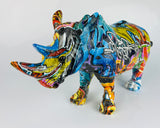 Multicolour Graffiti Rhino Ornament