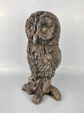 Brown Carved Wood Effect Owl Garden Ornament