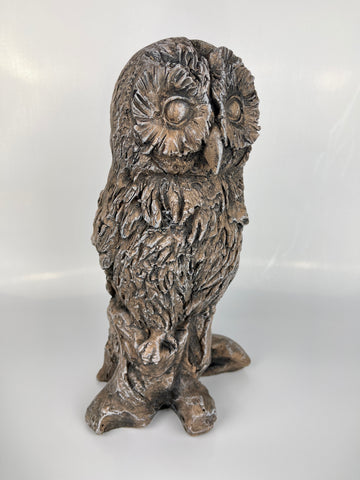 Brown Carved Wood Effect Owl Garden Ornament