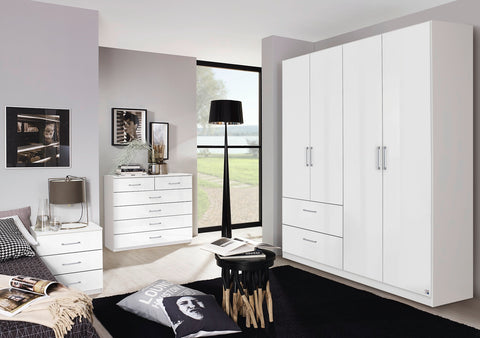 Cherry Hinged Wardrobe in High Polish White