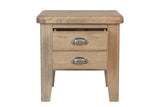 Warm Rustic Oak Effect Lamp Table with Drawers