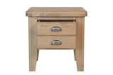 Warm Rustic Oak Effect Lamp Table with Drawers