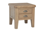 Warm Rustic Oak Effect Lamp Table with Drawers