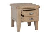 Warm Rustic Oak Effect Lamp Table with Drawers