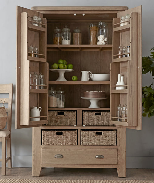 Warm Rustic Oak Effect Larder Unit