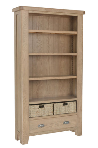 Warm Rustic Oak Effect Large Bookcase