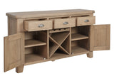 Warm Rustic Oak Effect Large Sideboard