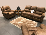 Light Brown Leather Look Fabric Stitch Detail Rocker Recliner Collection