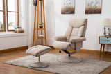 Biarritz Swivel Fabric Recliner Chair & Stool - Lisborn Wheat