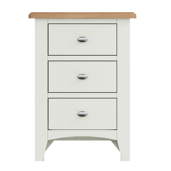 Fresh White with Oak Tops Low Bedside Cabinet