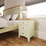 Fresh White with Oak Tops Low Bedside Cabinet