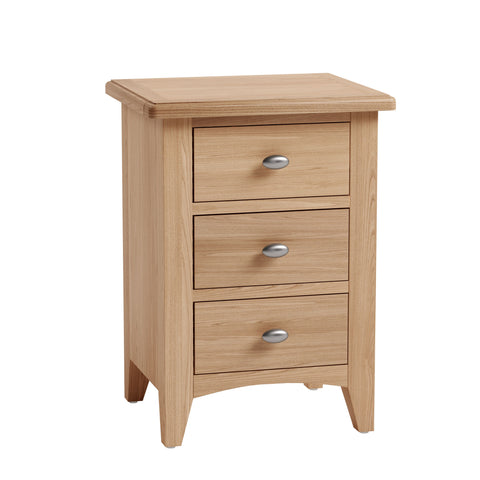 Light Oak Finish 3 Drawer Bedside Cabinet