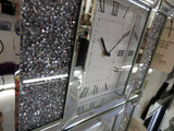 Mirrored Jewel Gem Diamante White Face Glass Mantle Clock