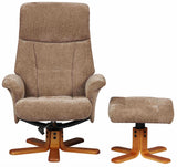 Marseille Swivel Fabric Recliner Chair & Stool - Mink