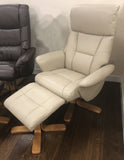 Marseille Swivel Faux Leather Recliner Chair & Stool - Cafe Latte