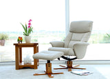 Marseille Swivel Faux Leather Recliner Chair & Stool - Cafe Latte