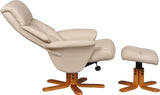 Marseille Swivel Faux Leather Recliner Chair & Stool - Cafe Latte