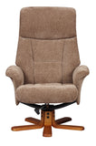 Marseille Swivel Fabric Recliner Chair & Stool - Mink