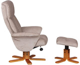 Marseille Swivel Fabric Recliner Chair & Stool - Mist