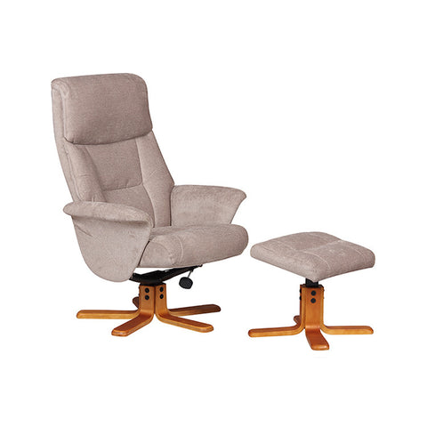 Marseille Swivel Fabric Recliner Chair & Stool - Mist