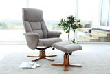 Marseille Swivel Fabric Recliner Chair & Stool - Mist