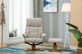 Marseille Swivel Fabric Recliner Chair & Stool - Wheat