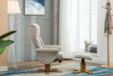 Marseille Swivel Fabric Recliner Chair & Stool - Wheat