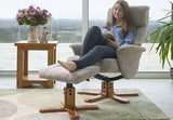 Marseille Swivel Fabric Recliner Chair & Stool - Wheat