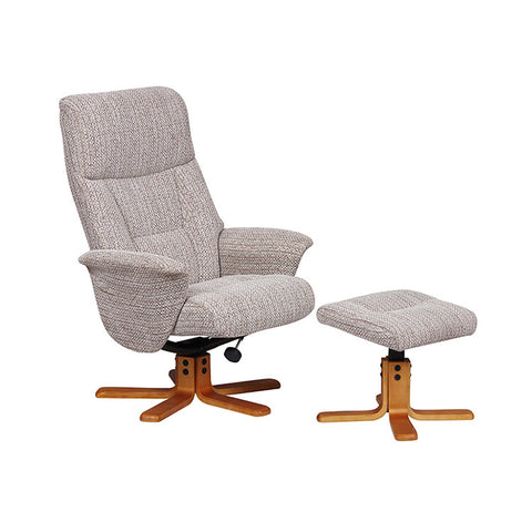 Marseille Swivel Fabric Recliner Chair & Stool - Wheat