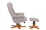 Marseille Swivel Fabric Recliner Chair & Stool - Wheat