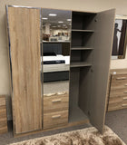Marvin Hinged Wardrobe with Chrome Coloured Edges