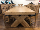 Reclaimed Oak Maxi Dining Table with Faux Leather Chair / Bench