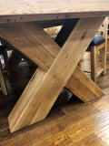 Reclaimed Oak Maxi Dining Table with Faux Leather Chair / Bench