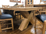 Reclaimed Oak Maxi Dining Table with Faux Leather Chair / Bench