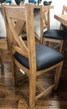 Reclaimed Oak Maxi Dining Table with Faux Leather Chair / Bench