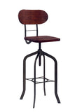 Elm Wood & Steel Swivel Bar Stool