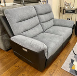 Michigan Charcoal Grey Fabric & Black Leather Look Electric Reclining Suite