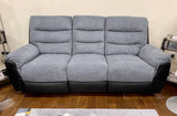 Michigan Charcoal Grey Fabric & Black Leather Look Electric Reclining Suite