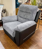 Michigan Charcoal Grey Fabric & Black Leather Look Electric Reclining Suite