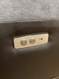 Michigan Charcoal Grey Fabric & Black Leather Look Electric Reclining Suite