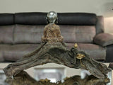Peach & Silver Baby Monk Buddha on Log Ornament