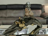 Peach & Silver Baby Monk Buddha on Log Ornament