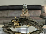 Peach & Silver Baby Monk Buddha on Log Ornament