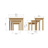 Oak & Hardwood Rustic Nest of 3 Tables