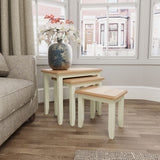 Fresh White with Oak Top Nest of 3 Tables